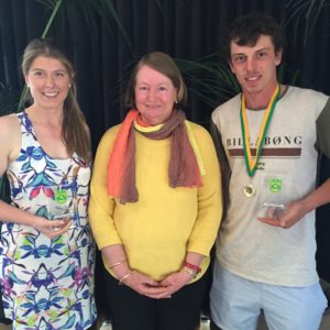 June Young good sportsperson awards from left Courtney Nourse (women’s winner), June Young, Josh Nourse (men’s winner)