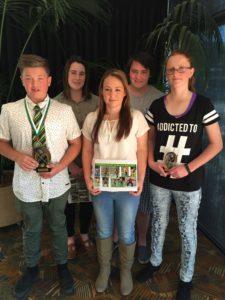 Under 15 Gold award winners from left, Byron Hoffmann (most consistent), Lily Armstrong (assistant coach), Kim Blatchford (coach), Henry Sheedy (most valuable), Amber Longo (most improved)
