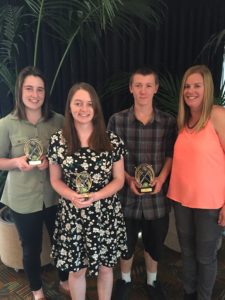 Under 18 award winners from left, Lily Armstrong (most valuable), Rhia Daniel (most improved), Seb Falkenberg (rising star), Renee Bishop (coach)