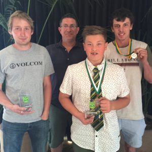 B Men Green award winners from left, Michael Menadue (most consistent), Tony Simpfendorfer (coach/manager), Byron Hoffmann (rising star), Josh Nourse (best and fairest)