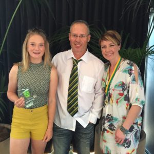 A Women award winners from left, Tyler Burgess (improvement award), Andy Milne (coach), Kim Doecke (Bev Klemm Best and Fairest Medal)