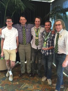 A Men award winners from left, Ben Parbs (most improved), Marty Gallasch (coach), Greg Schulz (Brad Fairey Best and Fairest Medal), David McInerney (most consistent), Wal Lehmann (manager)