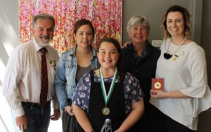 A Women: Brian Ivkovic (Coach), Holly Stanley (Best Team Person), Tegan Hoffmann (on behalf of Amelia Hoffmann (Rising Star), Bev Groecke & Courtney Ribbons (Bev Klemm Medal Best & Fairest).