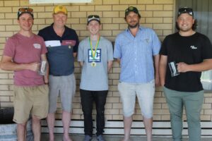 A Men (left to right); Greg Schulz, Brad Fairey (Life Member), Dexter Falkenberg (Brad Fairey Medal B&F Winner), Marty Gallasch (Coach) and Byron Hoffmann.