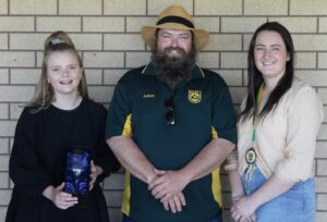 A Women (left to right); Brie Burgess (Most Consistent), Adrian Hoffmann (Coach), Carly Monaghan (Bev Klemm Medal). Most Improved (Amber Longo) absent.