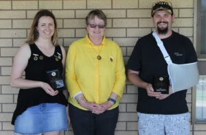 June Young Good Sportsperson Awards (left to right); Courtney Ribbons, June Young (Life Member) & Levi Stanley.